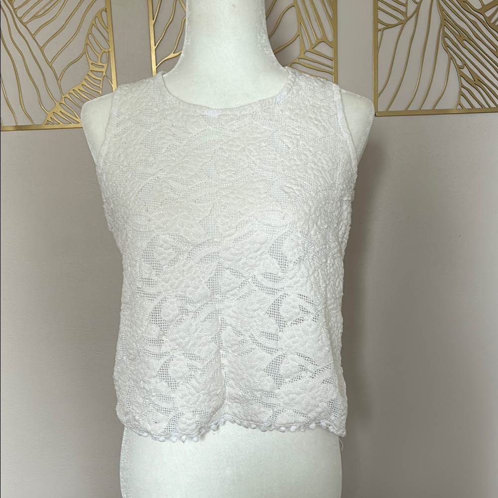 White Lace Sleeveless Top